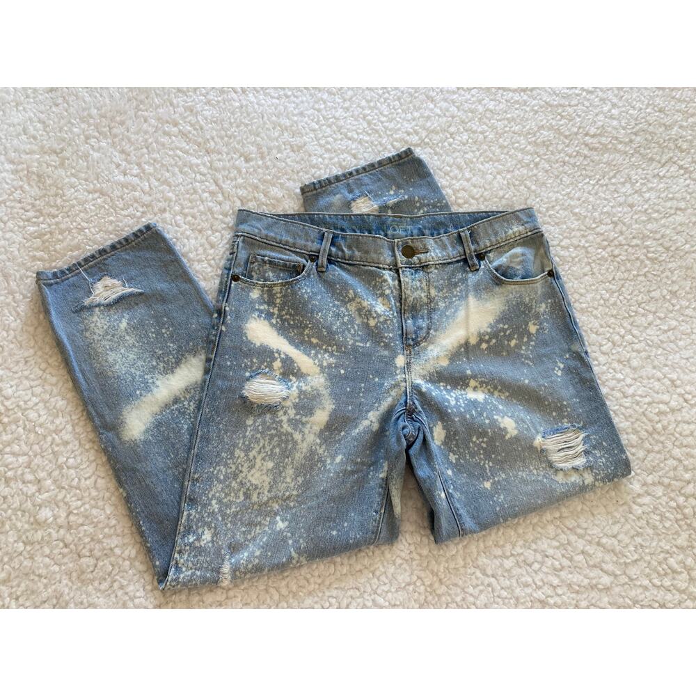 Ann Taylor Loft Upcycled relaxed straight crop denim jeans, women's size 27